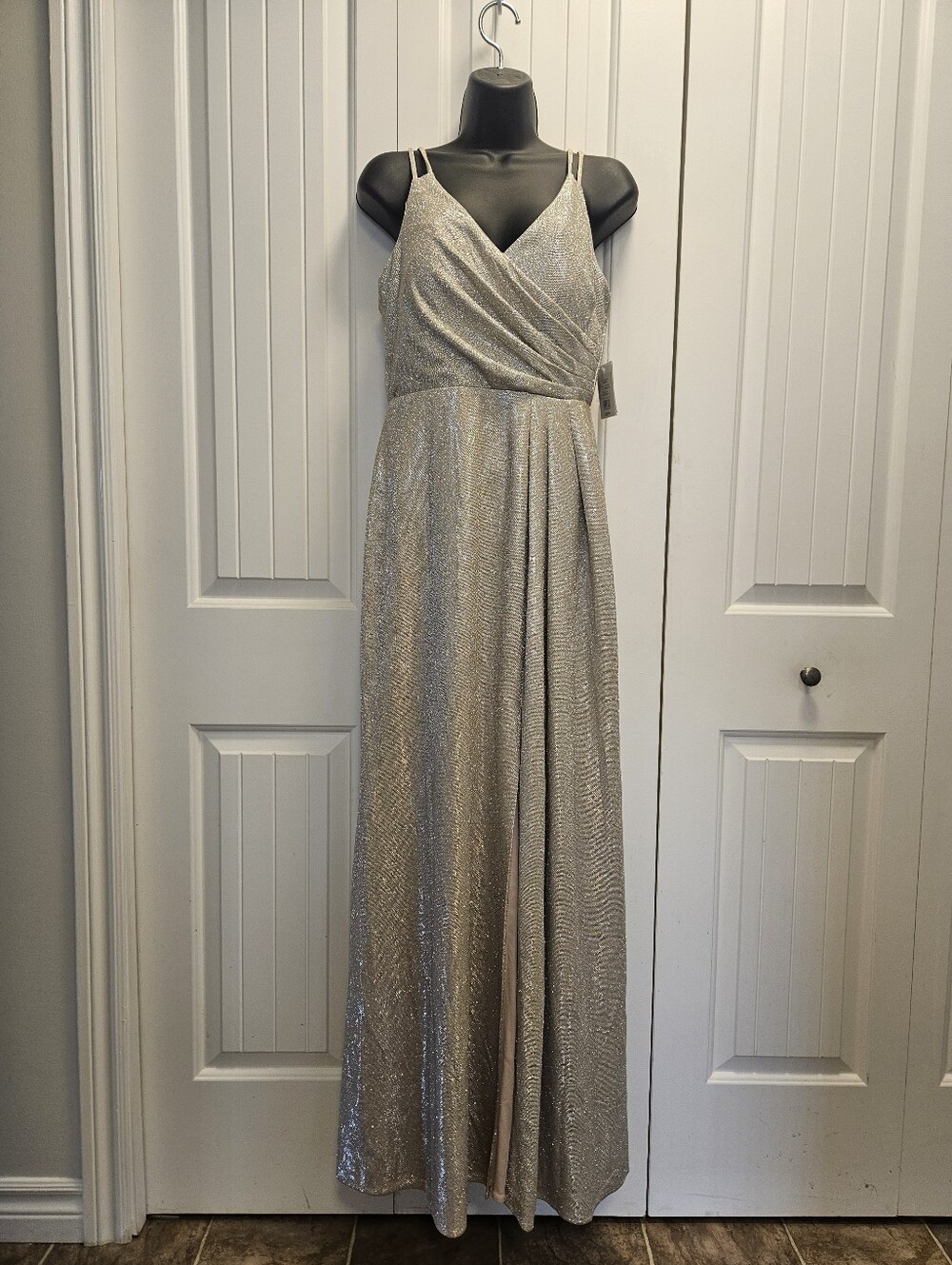 Silver Shimmer V-Neck, New With Tags, Morgan & Co. Retails For $239.95